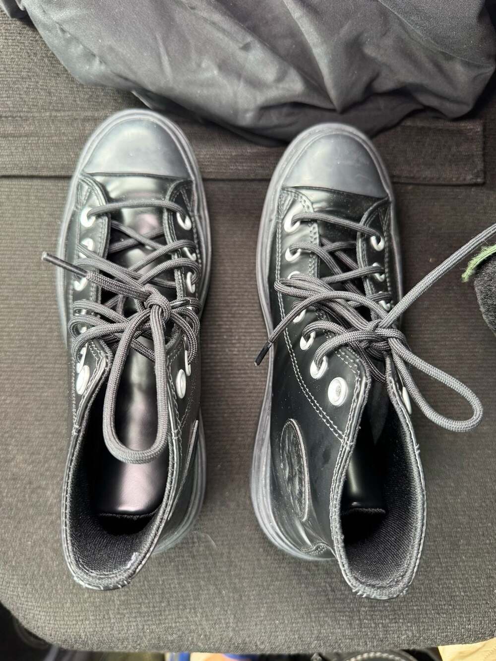 Chuck Taylor All Star Lugged Heel Platform Patent Leather High Top Boots - Picture 3 of 8